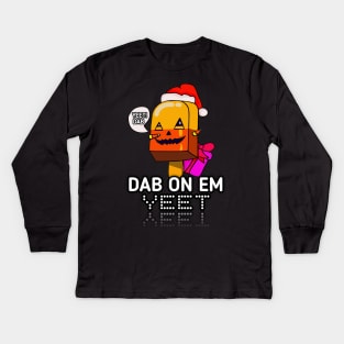 Jack O Lantern Dabbing Halloween Christmas Yeet Dab - Dabbing Trendy Dance Emote Meme - Autumn Fall Kids Teens Kids Long Sleeve T-Shirt